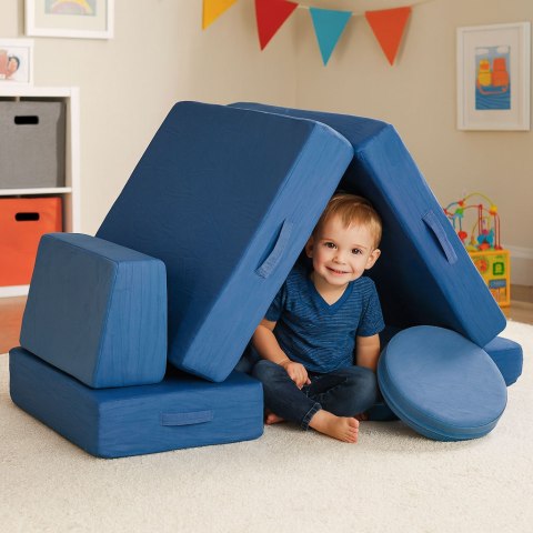 Sofa modułowa duża składana dla dzieci DIY 8 miękkich poduch - niebieska ECOTOYS Sofa modułowa duża składana dla dzieci DIY 8 miękkich poduch - niebieska ECOTOYS
