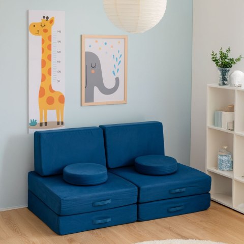 Sofa modułowa duża składana dla dzieci DIY 8 miękkich poduch - niebieska ECOTOYS Sofa modułowa duża składana dla dzieci DIY 8 miękkich poduch - niebieska ECOTOYS