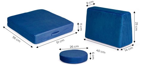 Sofa modułowa duża składana dla dzieci DIY 8 miękkich poduch - niebieska ECOTOYS Sofa modułowa duża składana dla dzieci DIY 8 miękkich poduch - niebieska ECOTOYS