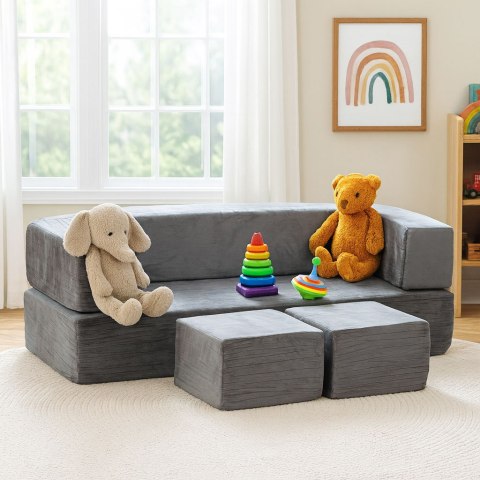 Sofa modułowa składana dla dzieci DIY 4 miękkie poduchy - szara ECOTOYS Sofa modułowa składana dla dzieci DIY 4 miękkie poduchy - szara ECOTOYS