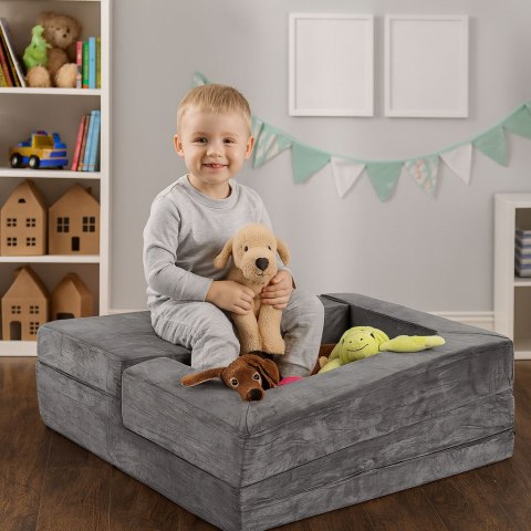 Sofa modułowa składana dla dzieci DIY 4 miękkie poduchy - szara ECOTOYS Sofa modułowa składana dla dzieci DIY 4 miękkie poduchy - szara ECOTOYS