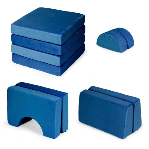 Sofa składana modułowa dla dzieci duża 2-osobowa DIY 10 miękkich poduch - niebieska ECOTOYS Sofa składana modułowa dla dzieci duża 2-osobowa DIY 10 miękkich poduch - niebieska ECOTOYS