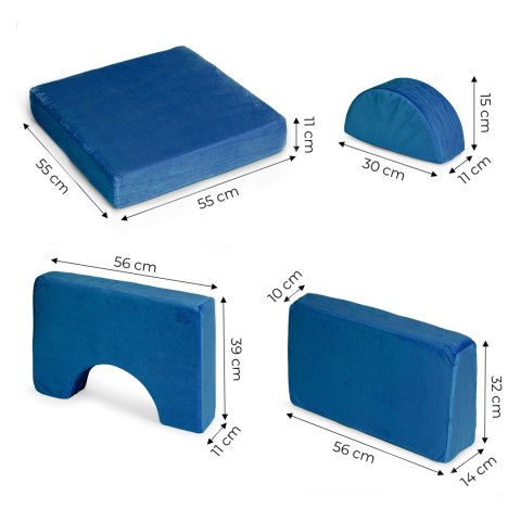 Sofa składana modułowa dla dzieci duża 2-osobowa DIY 10 miękkich poduch - niebieska ECOTOYS Sofa składana modułowa dla dzieci duża 2-osobowa DIY 10 miękkich poduch - niebieska ECOTOYS