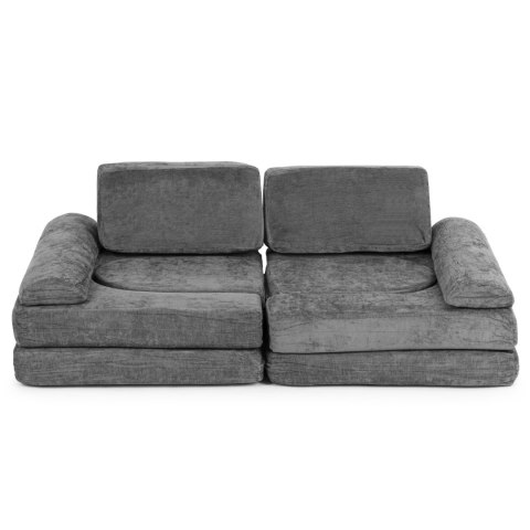 Sofa składana modułowa dla dzieci duża 2-osobowa DIY 10 miękkich poduch tkanina szenilowa - szara ECOTOYS Sofa składana modułowa dla dzieci duża 2-osobowa DIY 10 miękkich poduch tkanina szenilowa - szara ECOTOYS