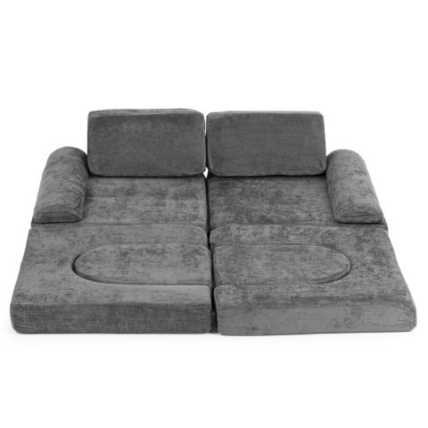 Sofa składana modułowa dla dzieci duża 2-osobowa DIY 10 miękkich poduch tkanina szenilowa - szara ECOTOYS Sofa składana modułowa dla dzieci duża 2-osobowa DIY 10 miękkich poduch tkanina szenilowa - szara ECOTOYS