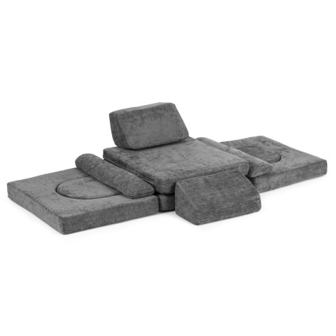 Sofa składana modułowa dla dzieci duża 2-osobowa DIY 10 miękkich poduch tkanina szenilowa - szara ECOTOYS Sofa składana modułowa dla dzieci duża 2-osobowa DIY 10 miękkich poduch tkanina szenilowa - szara ECOTOYS