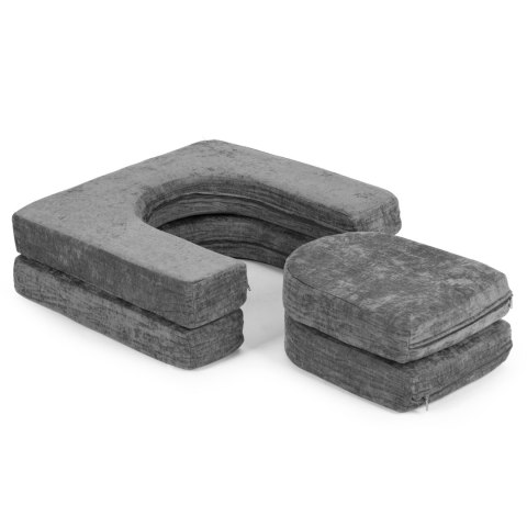 Sofa składana modułowa dla dzieci duża 2-osobowa DIY 10 miękkich poduch tkanina szenilowa - szara ECOTOYS Sofa składana modułowa dla dzieci duża 2-osobowa DIY 10 miękkich poduch tkanina szenilowa - szara ECOTOYS