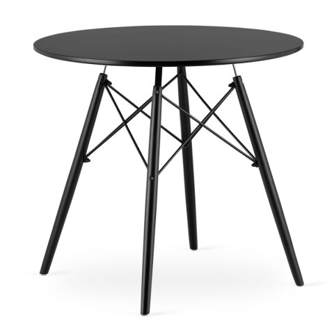 Stół okrągły 80cm drewniany nowoczesny - czarny / czarne nogi 80cm Stół okrągły 80cm drewniany nowoczesny - czarny / czarne nogi 80cm