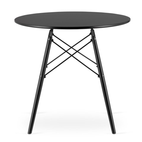 Stół okrągły 80cm drewniany nowoczesny - czarny / czarne nogi 80cm Stół okrągły 80cm drewniany nowoczesny - czarny / czarne nogi 80cm