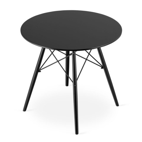 Stół okrągły 80cm drewniany nowoczesny - czarny / czarne nogi 80cm Stół okrągły 80cm drewniany nowoczesny - czarny / czarne nogi 80cm