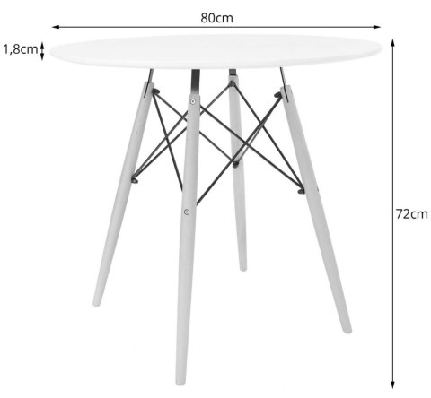 Stół okrągły 80cm drewniany nowoczesny - czarny / czarne nogi 80cm Stół okrągły 80cm drewniany nowoczesny - czarny / czarne nogi 80cm