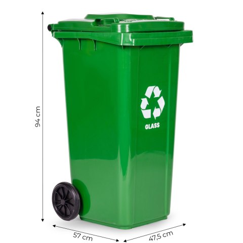 Zestaw 4 koszy na śmieci pojemniki 4x120L niebieski zielony żółty czarny makulatura szkło plastik odpady zmieszane gumowe koła Zestaw 4 koszy na śmieci pojemniki 4x120L niebieski zielony żółty czarny makulatura szkło plastik odpady zmieszane gumowe koła