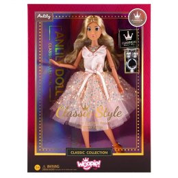 WOOPIE ROYAL Lalka Lily 30 cm Długie Blond Włosy Różowa Suknia Biżuteria