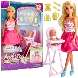 WOOPIE ROYAL Lalka Lily Bobas Krzesełko do Karmienia Zestaw Akcesoria