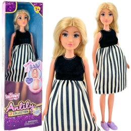 WOOPIE ROYAL Lalka Lily w Ciąży Sukienka w Czarno-białe Paski