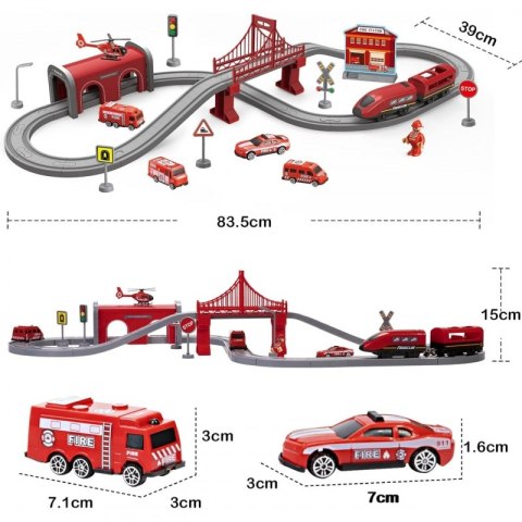 WOOPIE Zestaw Kolejka Elektryczna Lokomotywa Straż Pożarna 66el.