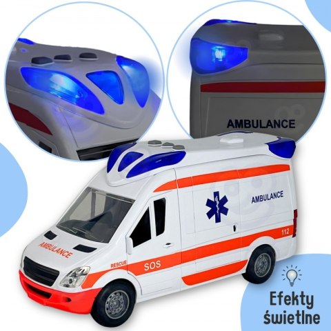 WOOPIE Pogotowie Karetka Ambulans Nosze w Zestawie + Sygnały Dźwiękowe I Świetlne