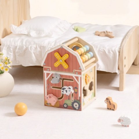 TOOKY TOY Drewniana Stodoła Aktywności Sorter Liczydło Montessori