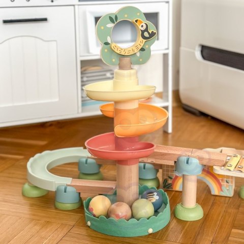 WOOPIE GREEN Drewniany Tor Kulkowy z Efektami Dźwiękowymi Cymbałki FSC