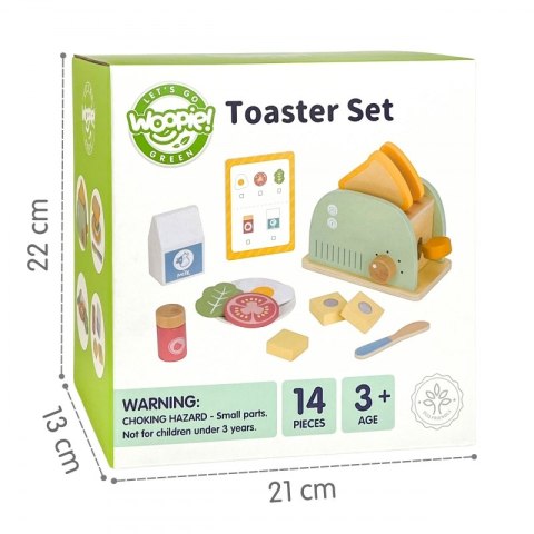 WOOPIE GREEN Drewniany Toster Zestaw Śniadaniowy z Akcesoriami 14 el. FSC