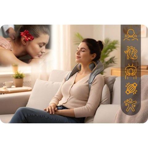 Masażer do pleców szyi karku shiatsu 3 tryby ogrzewanie bezprzewodowy Neo-Sport NS-505