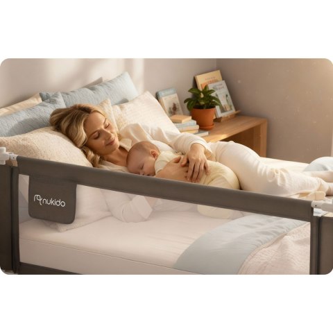 Barierka ochronna do łóżka zabezpieczająca bramka blokada 160 cm Nukido NK-227 szara
