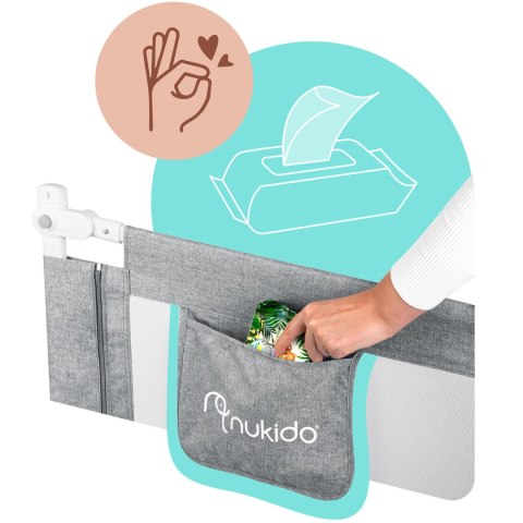 Barierka ochronna do łóżka zabezpieczająca bramka blokada 180 cm Nukido NK-227 szara