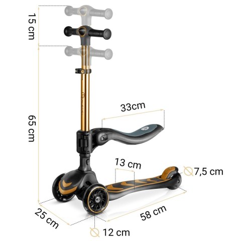 Hulajnoga trójkołowa dla dzieci balansowa siedzisko Nukido Flippo - złota