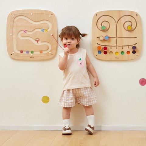 VIGA Drewniana Tablica Manipulacyjna Sensoryczna Labirynt Dotknij i Dopasuj