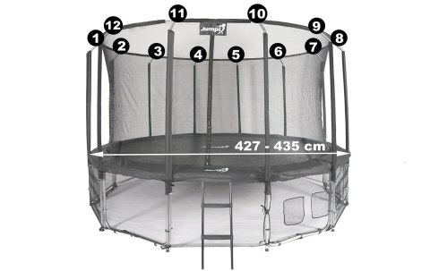 Siatka wewnętrzna do trampoliny 14FT 435 cm na 12 słupków JUMPI Siatka wewnętrzna do trampoliny 14FT 435 cm na 12 słupków JUMPI
