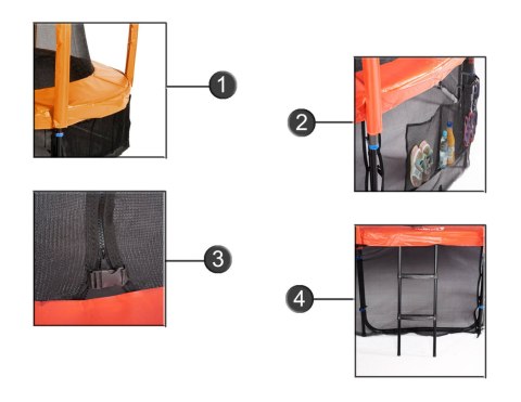Trampolina Ogrodowa Jumpi 252cm/8FT Maxy Comfort Plus Pomarańczowa Trampolina Ogrodowa Jumpi 252cm/8FT Maxy Comfort Plus Pomarańczowa